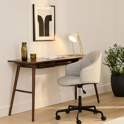 Modern Study Desk with drawers and open storage in a stylish home office setting