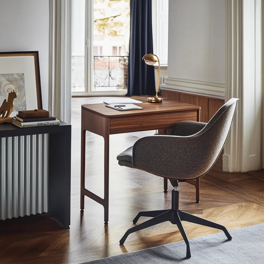 Modern office desk sleek minimalist design compact workspace durable construction