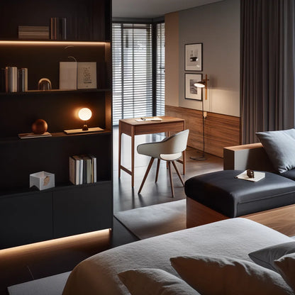 Modern office desk sleek minimalist design compact workspace durable construction