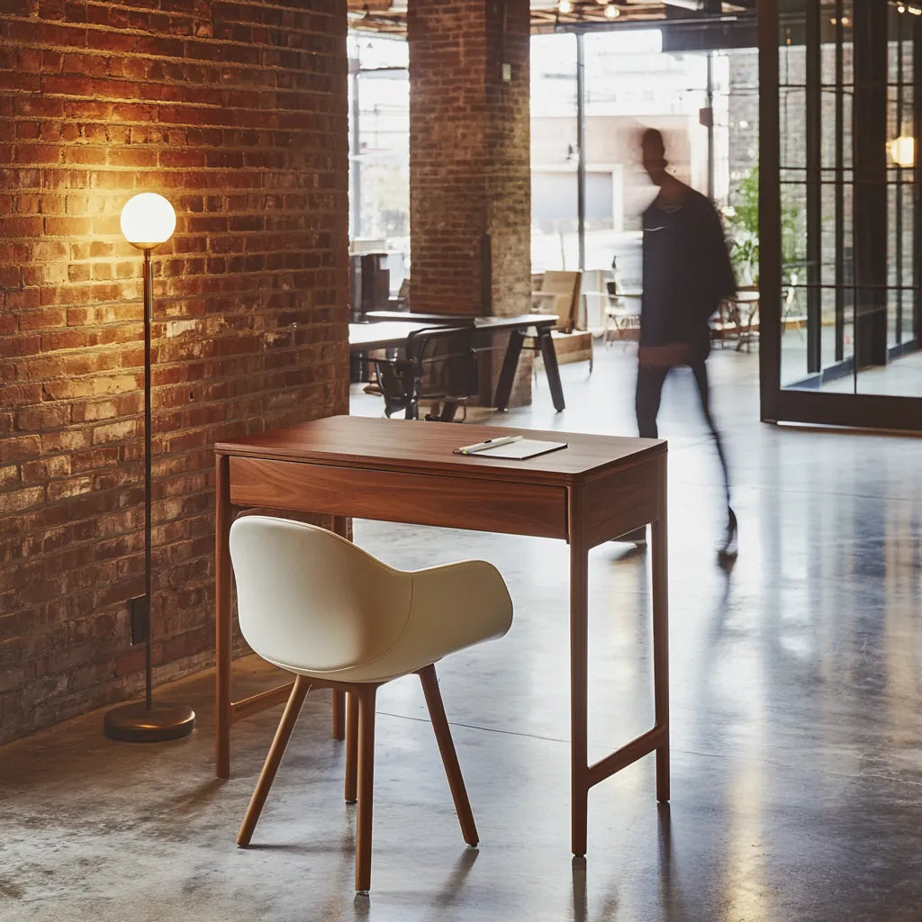 Modern office desk sleek minimalist design compact workspace durable construction