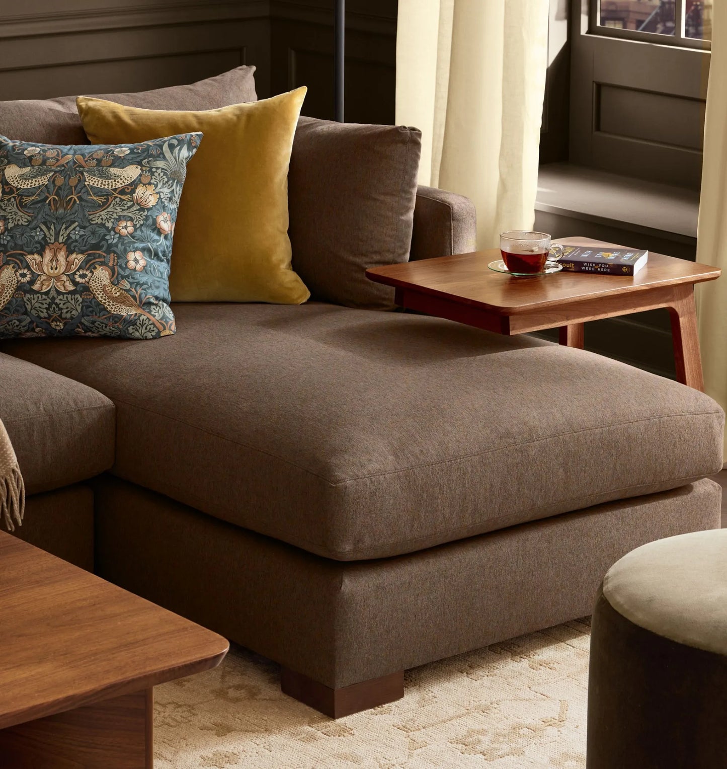 C Side Table with innovative C-shaped design and smooth finish.