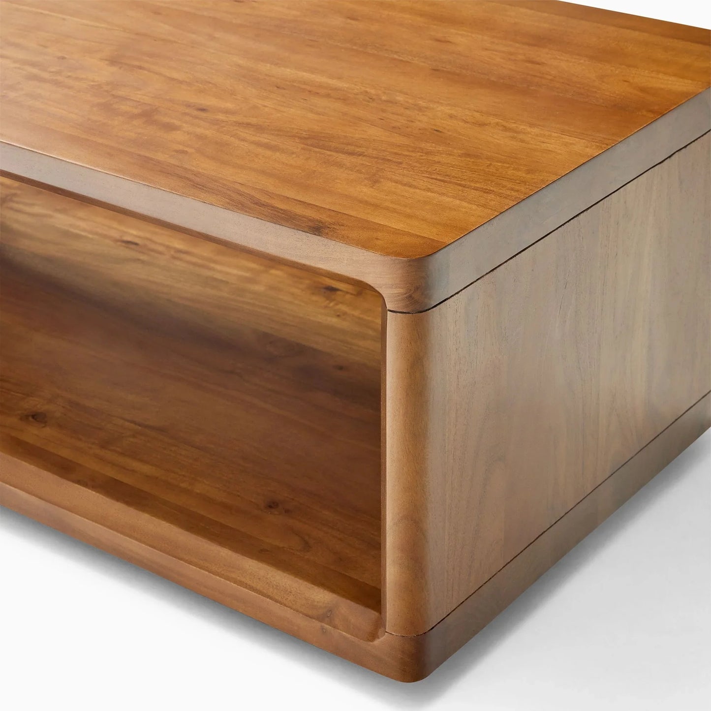 Modern Rectangular Coffee Table Open Shelf Design