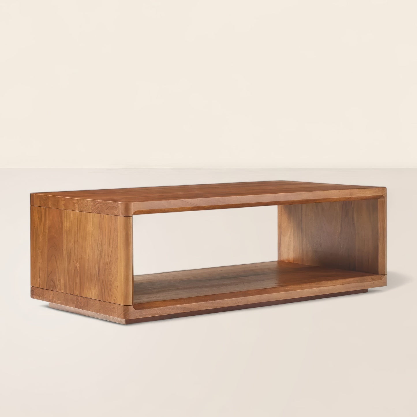 Modern Rectangular Coffee Table Open Shelf Design