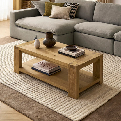 contemporary coffee table with open shelf for additional storage