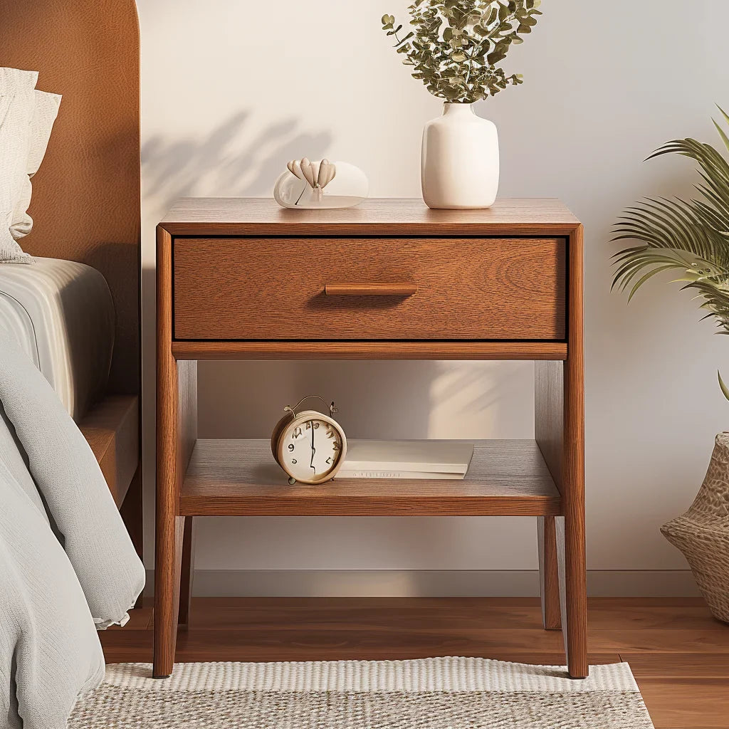 Elegant Nightstand Storage Drawer Shelf Design