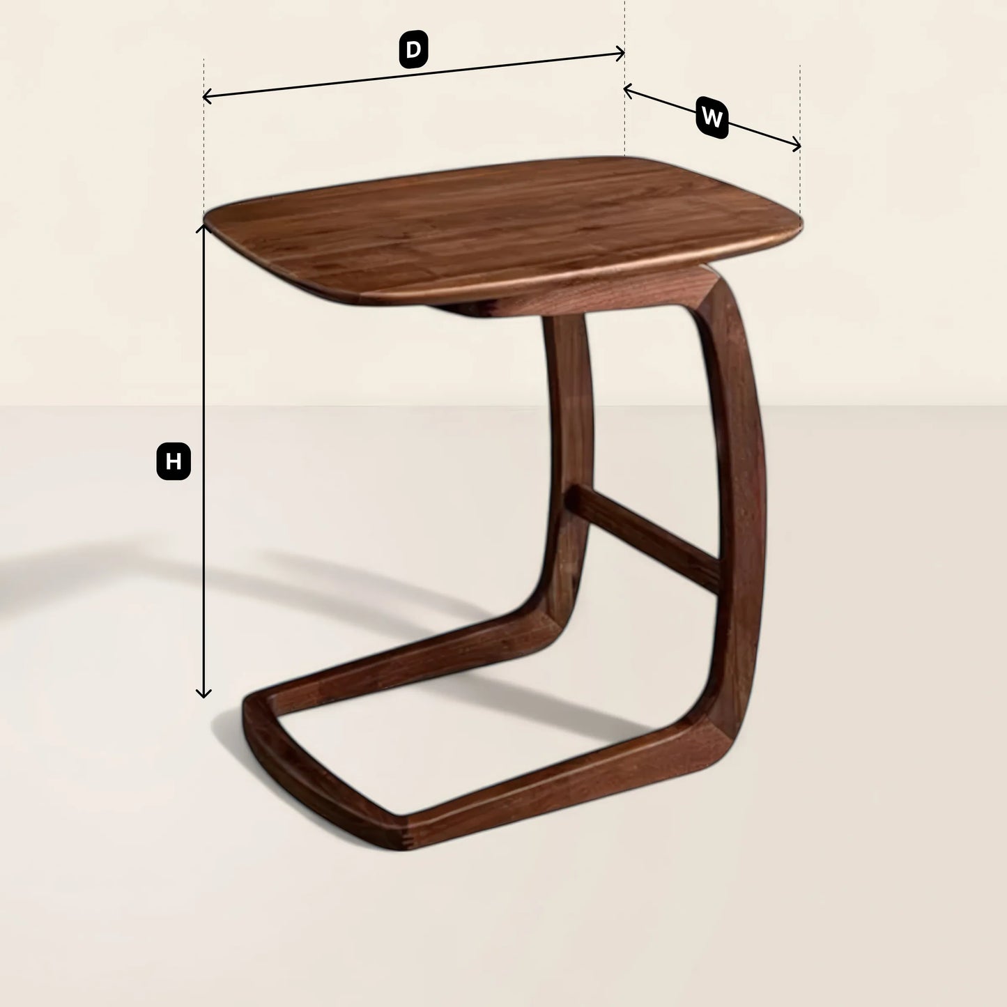 Contemporary Sofa Side Table Sleek Curved Base Compact Design