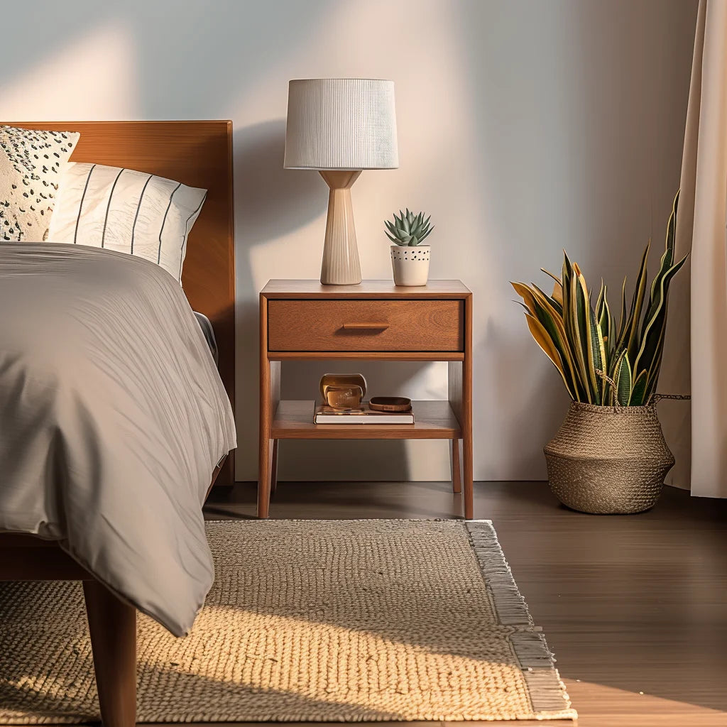 Elegant Nightstand Storage Drawer Shelf Design